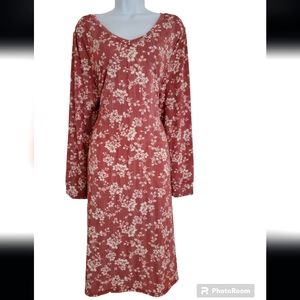 Lularoe Emily Large Swing Dress Long Sleeve NWT Red Floral